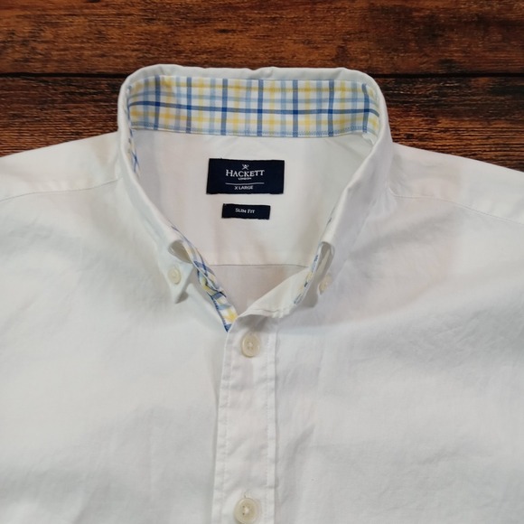 Hackett London Long Sleeve Button Down Slim Fit Men's XL White - Picture 1 of 8